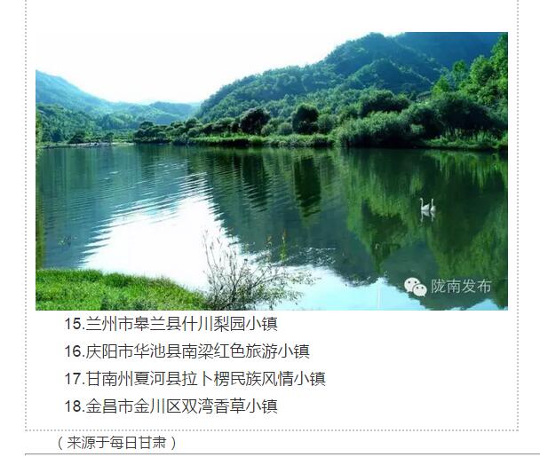 甘肅計劃3年建18個特色小鎮(zhèn)，看看隴南有幾個~